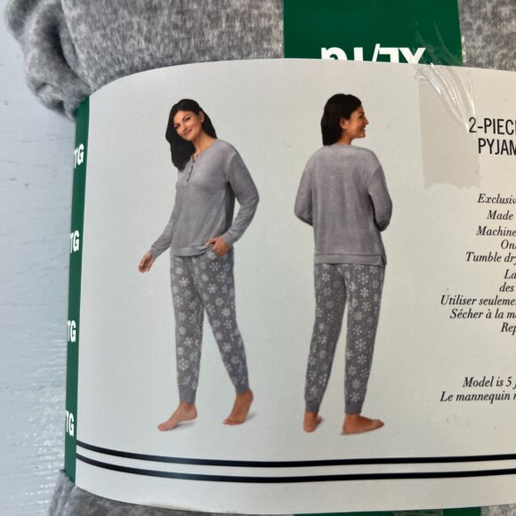 Nautica Women's Grey Snowflake Henley Silky Fleece Pyjama Set - Size XL - NWT - Picture 4 of 5
